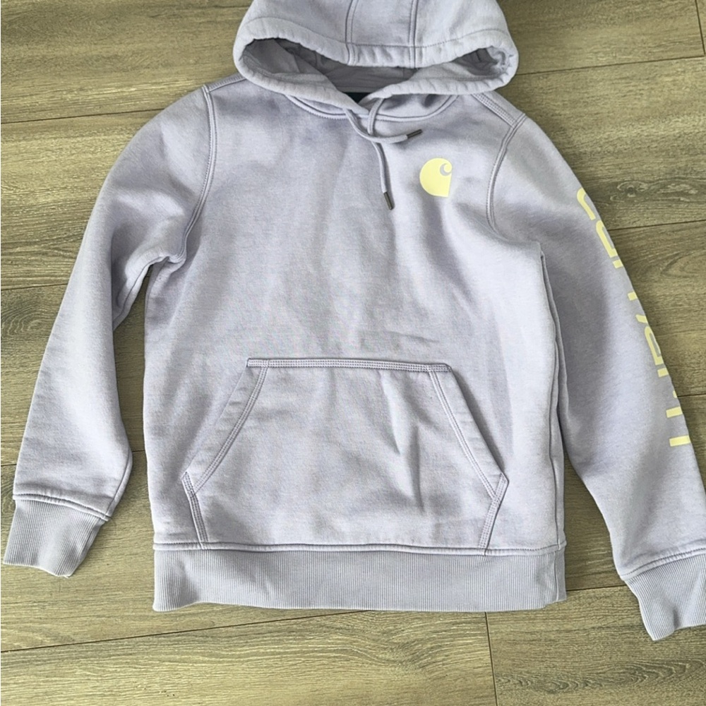 Carhartt Lavender Hoodie with Yellow Logo